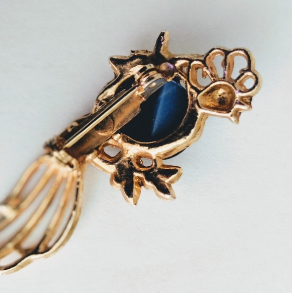 Vintage bird of paradise pin brooch w blue stone - Picture 4 of 5